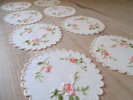8 Jugendstil Untersetzer Seide Rosen