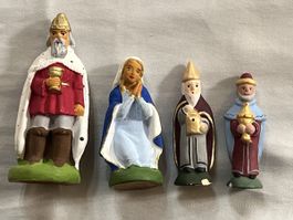 4tlg. Krippenfiguren Set, D. Coulomb, Aubagne, Vintage