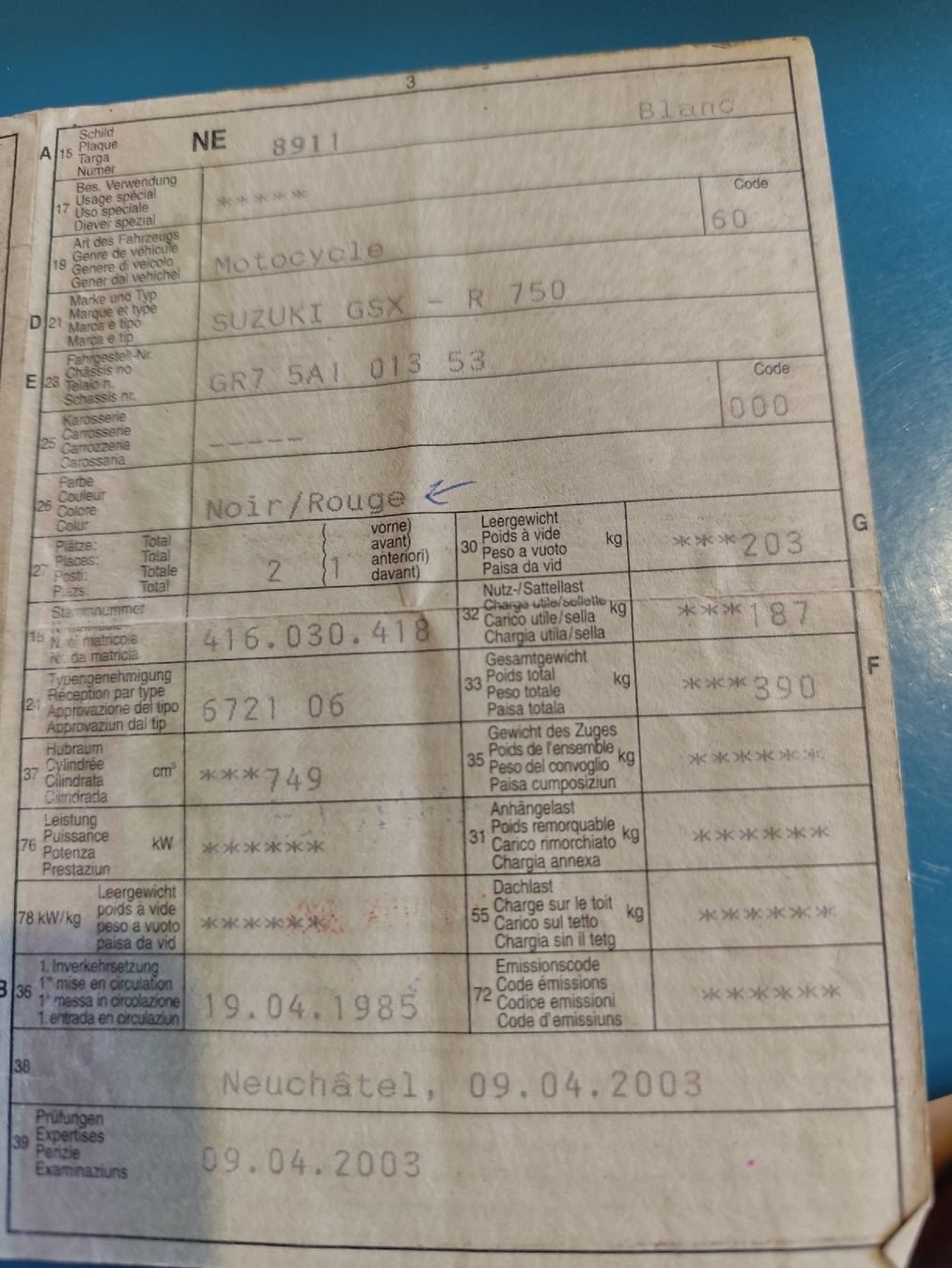 Strasse: Suzuki GSXR 750 de 1985 – Gebraucht aus Vaulion von  5