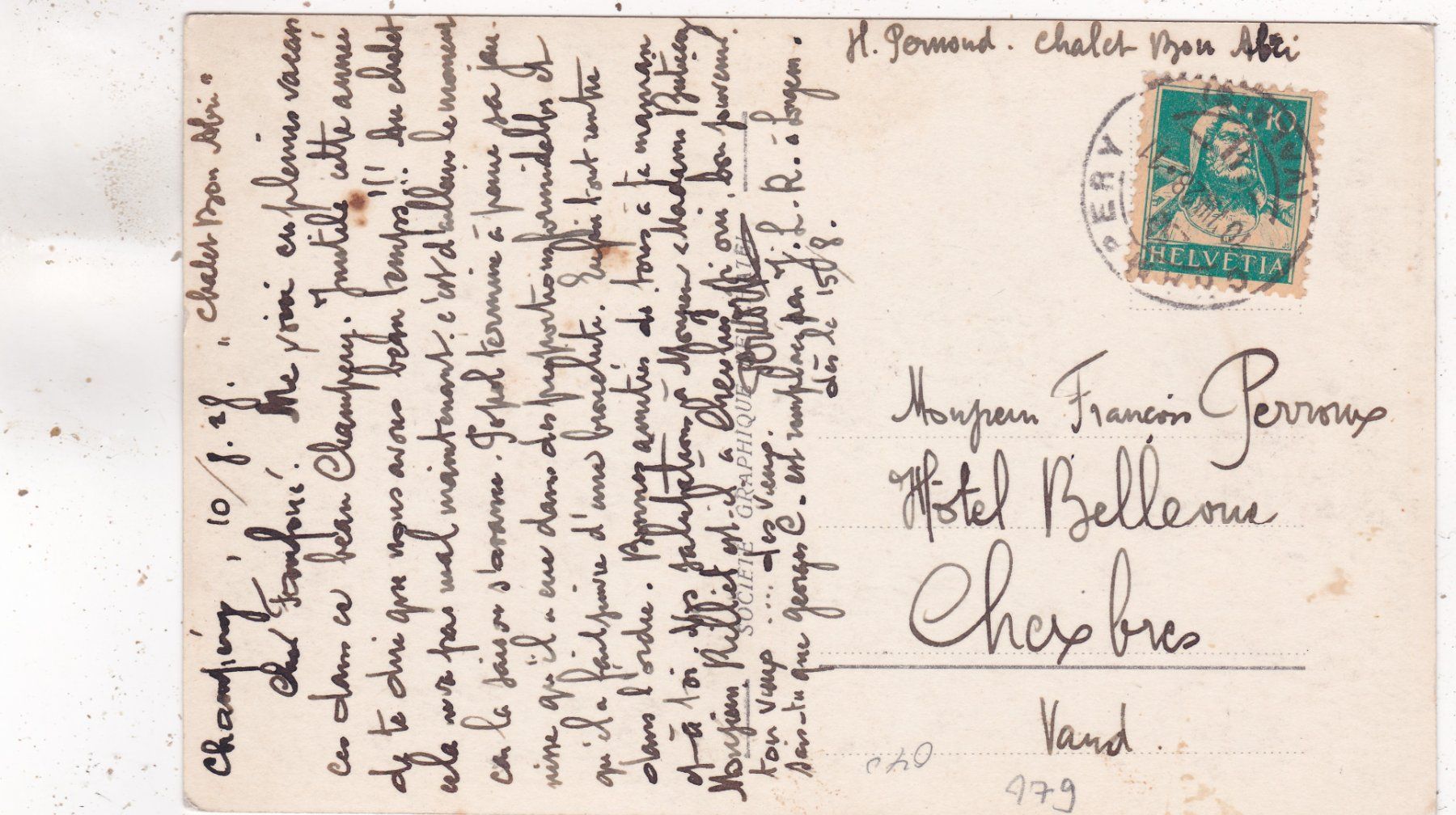 Cartes postales: Champéry et Dents du Midi 1928 – D'occasion à Herisau par Lisegrat2008 1