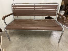 Gartenbank Metall Holz braun