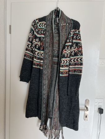 Peace+Love Strickjacke Gr. M/40 Grau Winter Ethno-Look!