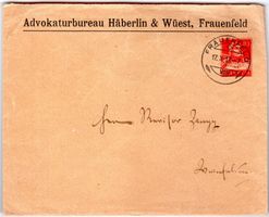 GANZSACHE BELEG TELLBRUSTBILD 10 RP GEST. FRAUENFELD 17.X.17