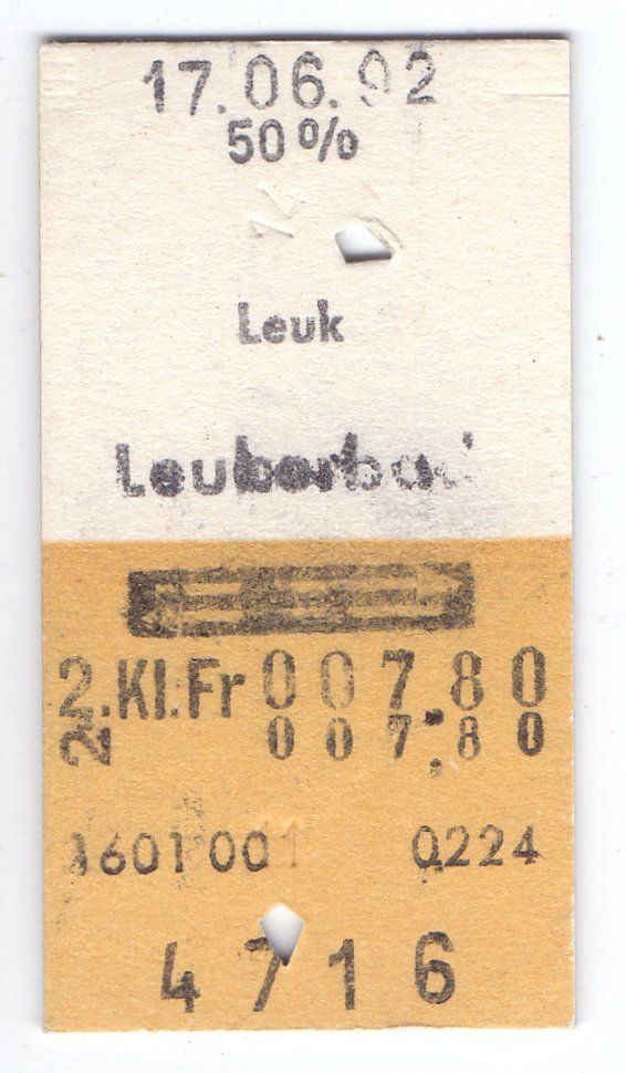 Biglietti: Billette Leuk - Leukerbad – Usato da Langenthal venduto da Sammlungs_aus