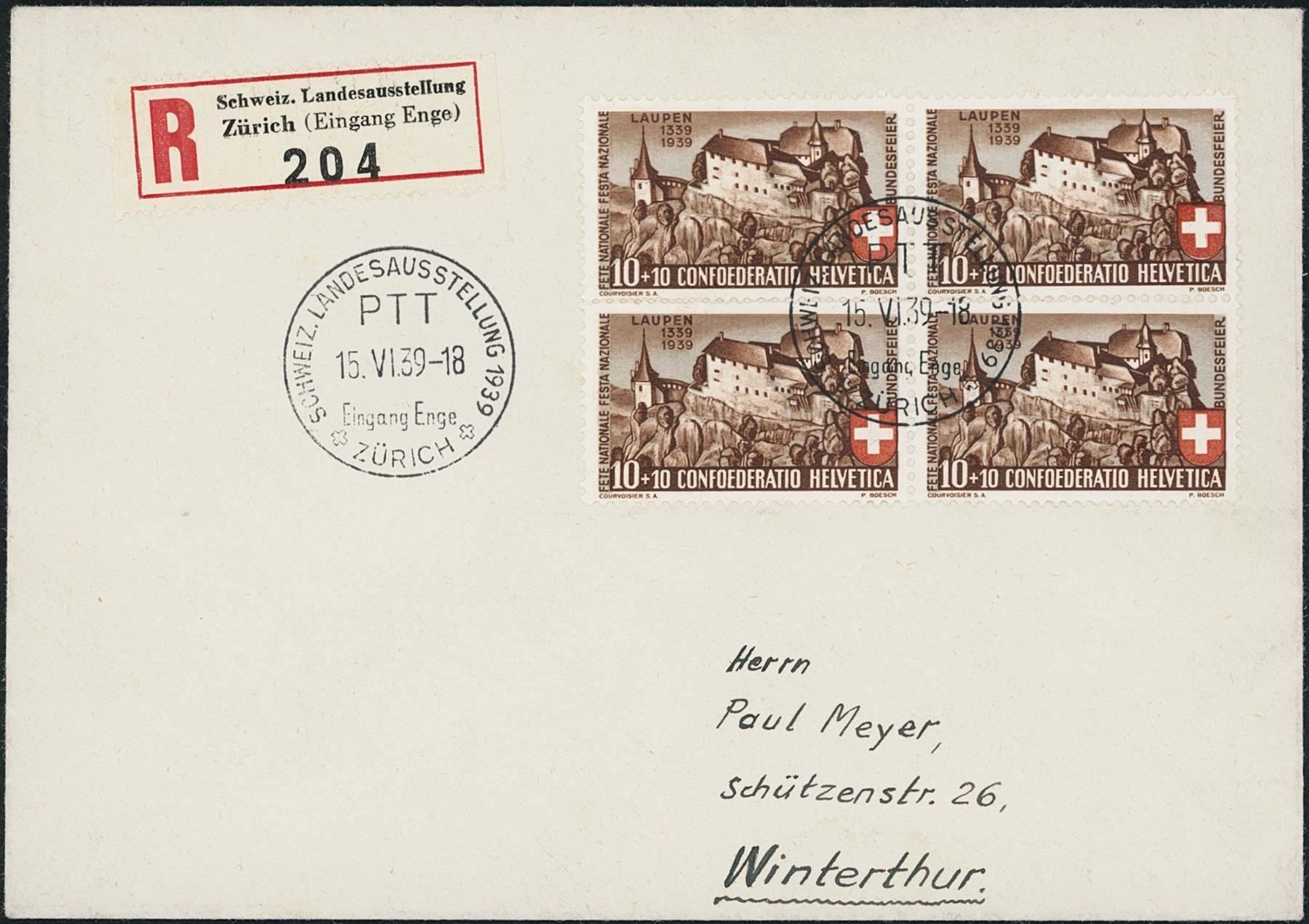 Tutti i francobolli: 1939 - Pro Patria - R FDC U4 – Usato da Schindellegi venduto da leecollect