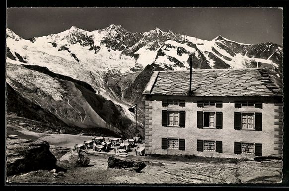 Ansichtskarten: Saas-Fee, Berghaus Plattjen mit Mischabe – Gebraucht aus Berlin von bartko-reher