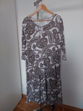 OLSEN Kleid Gr. 44 Braun/Weiss 100% Baumwolle