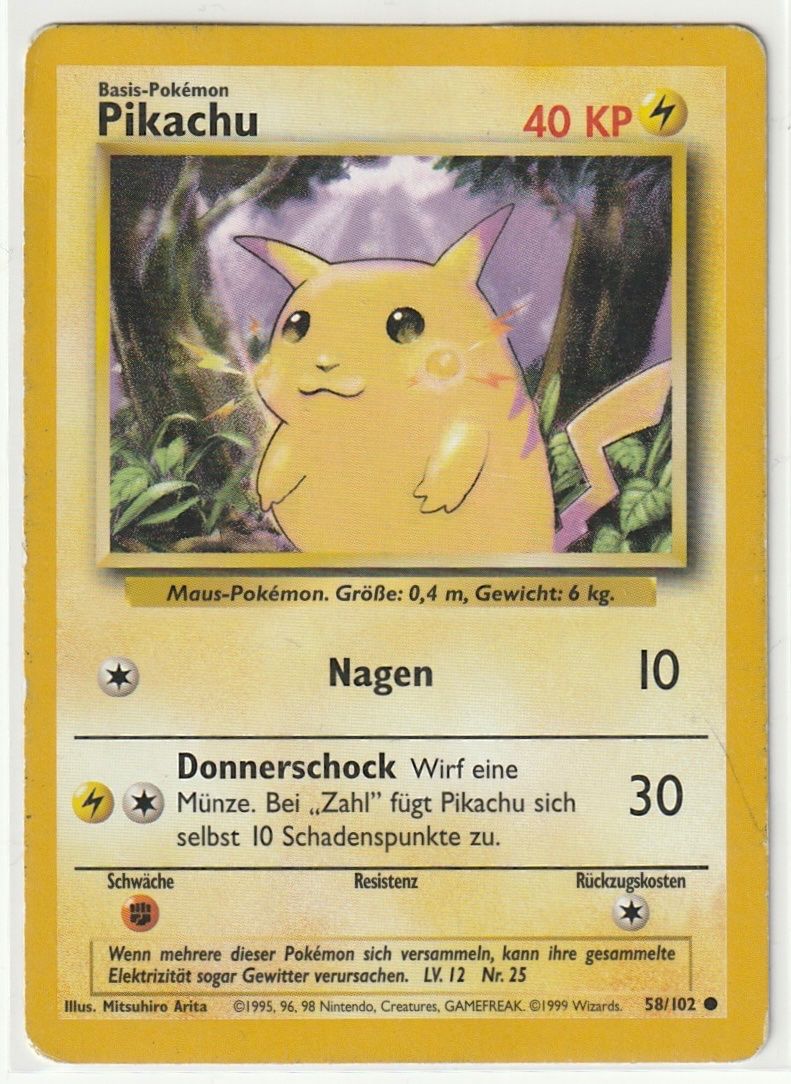 Pokémon Carte collezionabili: 1999 Pokémon Pikachu (58/102), Basis Base Set – Usato da Biel/Bienne venduto da historian-198