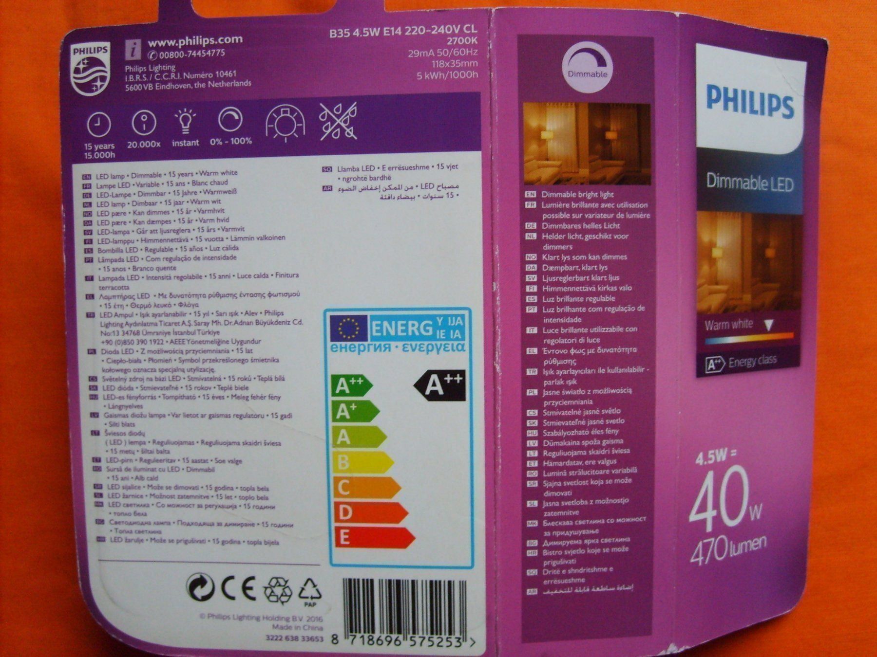 Philips Lampade: LED Lampe klar regelbar E14 "40W" warmw. – Nuovo e nell'imballaggio originale da Zürich venduto da Tocayo 1