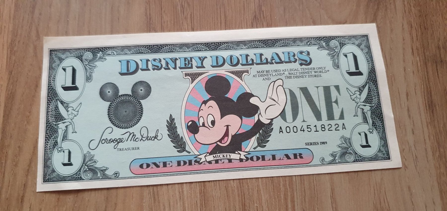 Banknoten: 1 Disney Dollar, 1989 A Serie – Gebraucht aus Wallenwil von Rainbow45