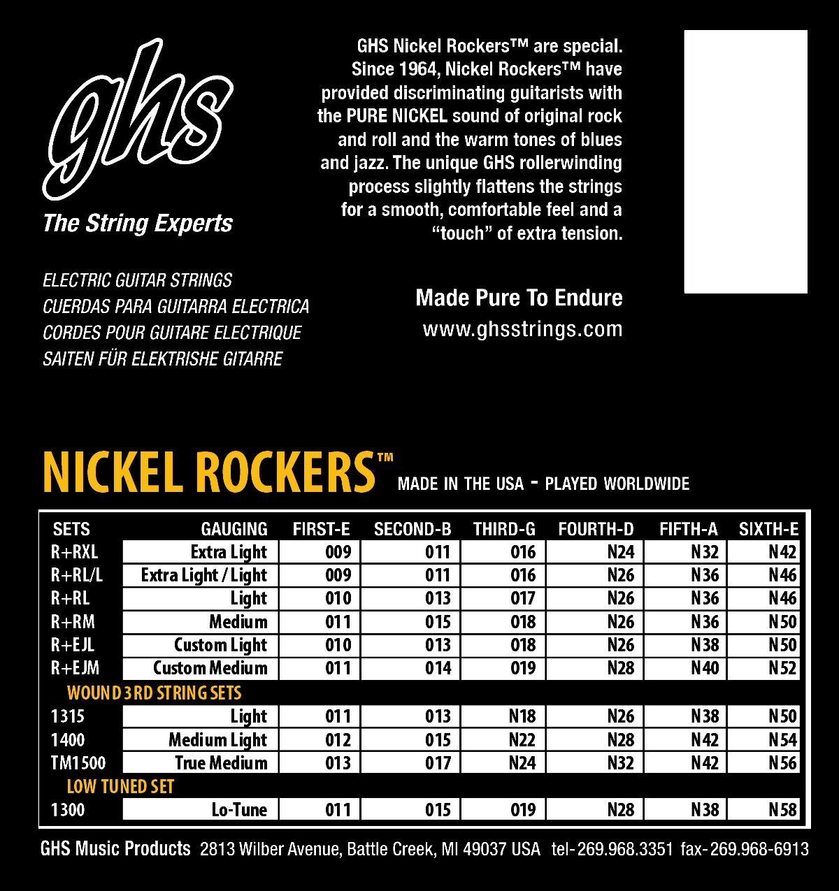 Musikinstrumente: GHS Electric Guitar Strings Set - Nickel Rockers – Neu und originalverpackt aus Zofingen von Rodeln 1