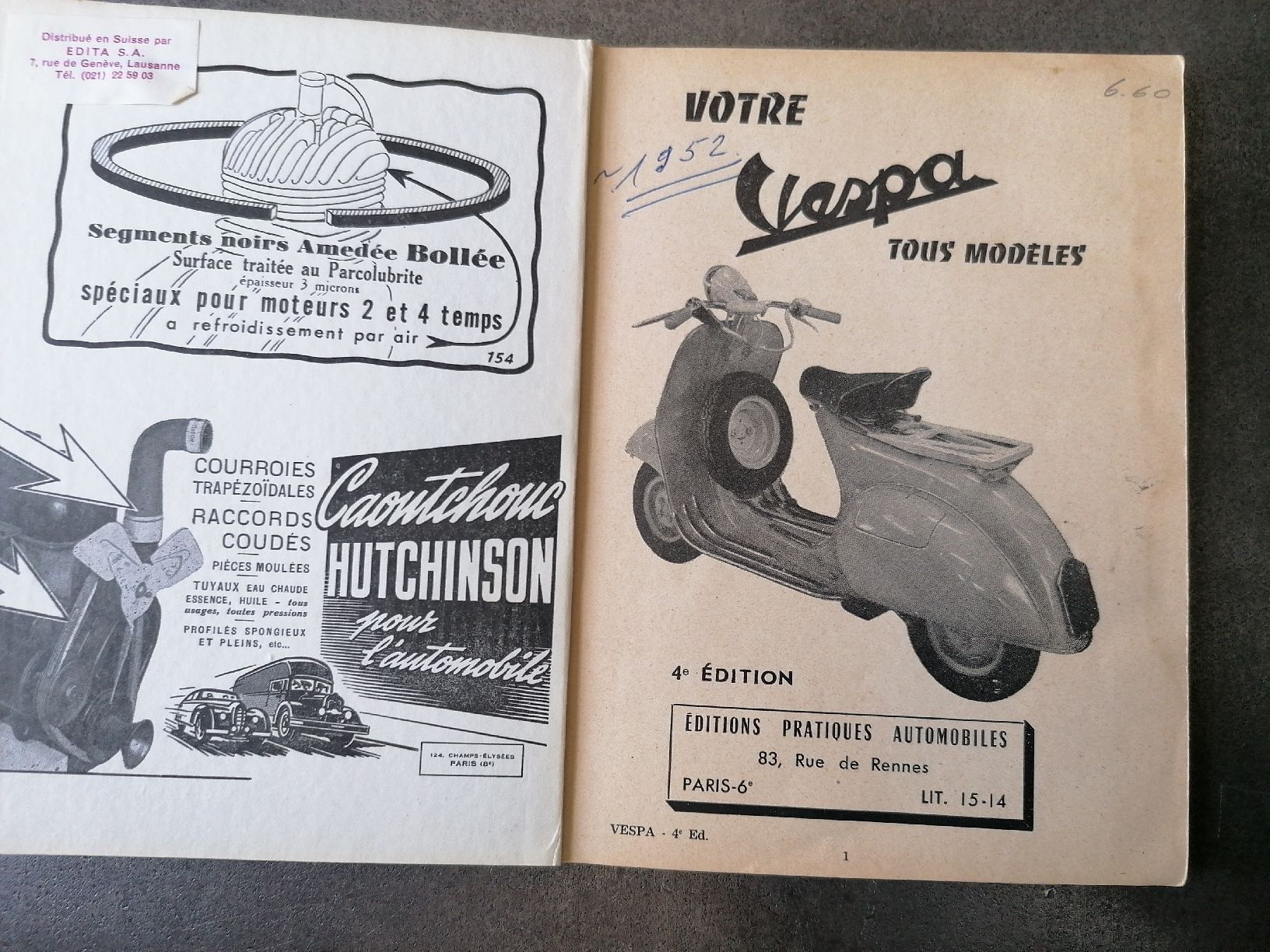 Libri: Votre Vespa 1955 4ème édition – Usato da Lausanne venduto da Frankenstein 1