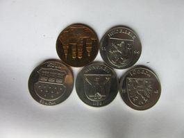 5 Medaillen von Heidelberg, München (NI+Cu), Köln, & Lübeck