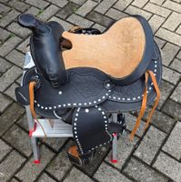 Westernsattel für Kinder, Leder, schwarz, schönes Modell