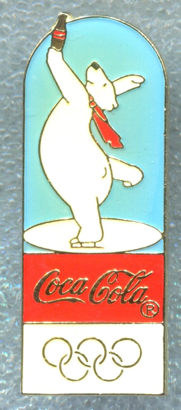 Coca-Cola Placchette & Badge: Coca Cola Eisbär  Eiskunstlauf – Usato da Winterthur venduto da Sammleroase