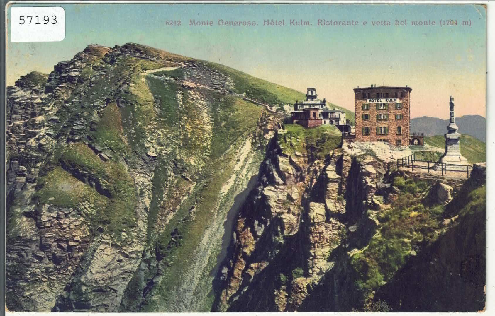 Cartoline postali: Monte Generosa - Hotel Kulm - Litho – Usato da Ettingen venduto da Kartenplanet