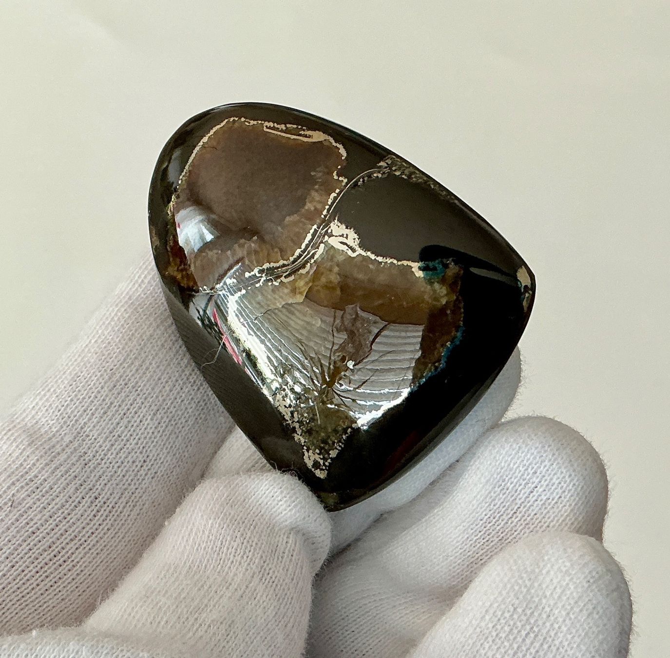 Minerali & Pietre curative: Ein seltener Simbircit mit natürlichem Pyrit. Cabochon – Nuovo e nell'imballaggio originale da Geroldswil venduto da Lilleke 7