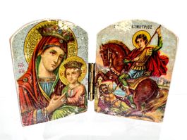 Ikone – Mutter Gottes und Dimitrios – alt gebraucht