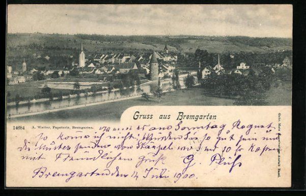 Cartoline postali: AK Bremgarten, Teilansicht, 1900 – Usato da Berlin venduto da bartko-reher