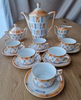 Kaffeeservice Porzellan weiss orange grau 15-teilig, Vintage