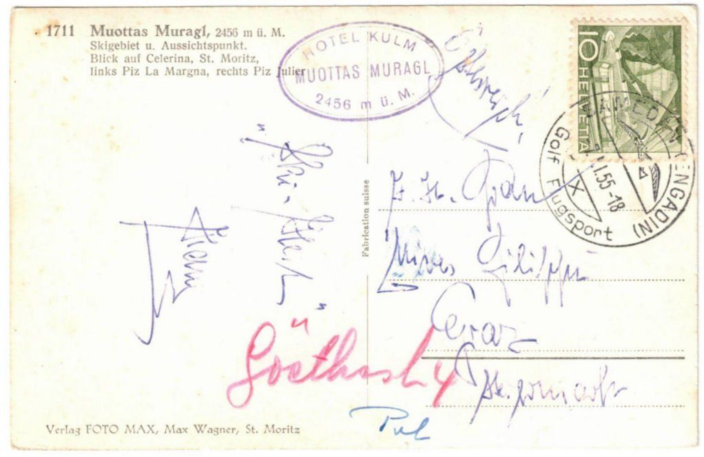 Cartoline postali: St. Moritz - Standseilbahn Muottas Muragl Bergstation – Usato da Binningen venduto da Mountainrider 1