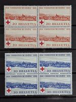 Schweiz 1939 Mi.Nr.357-358 75 Jahre Rotes Kreuz Viererblöce
