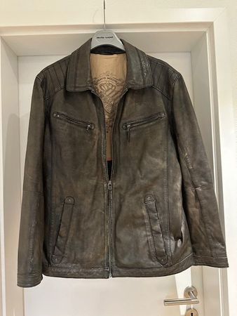 Braune Männer-Echtleder Jacke - gebraucht - Grösse 54