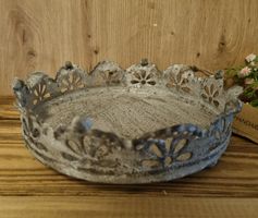 Vintage Metallschale Shabby Chic Deko Teller
