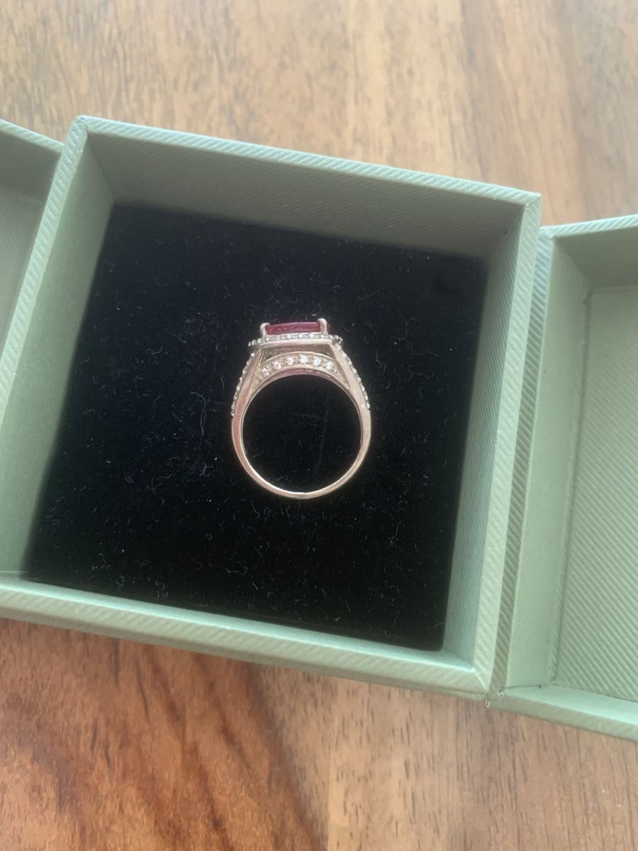 Anelli: Silber Ring mit rotem Stein und Zirkonia  – Usato da Zürich venduto da MK124 1