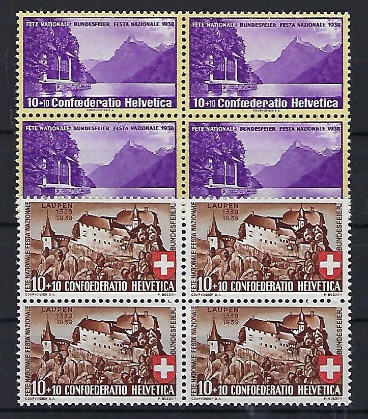 Alle Briefmarken: 1938-39  Pro Patria Viererblocks **    15404 – Gebraucht aus Lunden von Animus999
