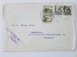 SPANIEN - MELILLA > DR, Brief 1937, span. ZENSUR / Devisenk.