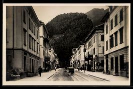 AK Thusis, Straßenpartie mit Hotel Splügen