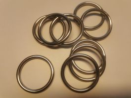 10x Rundring Stahl ca 40x5mm silbern O-Ringe