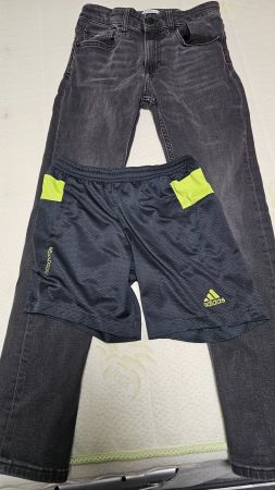 Sommer Set: Schwarze Jeans & Adidas Sport Shorts, Top