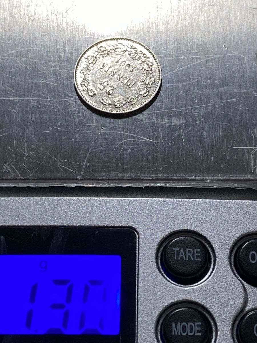 Tutti le monete: Finlande - 25 pennia - 1901 - AG  – Usato da Payerne venduto da Mike1682 2