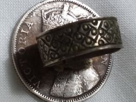 One Rupee India 1862 Silber Münze Ring, Grösse 57