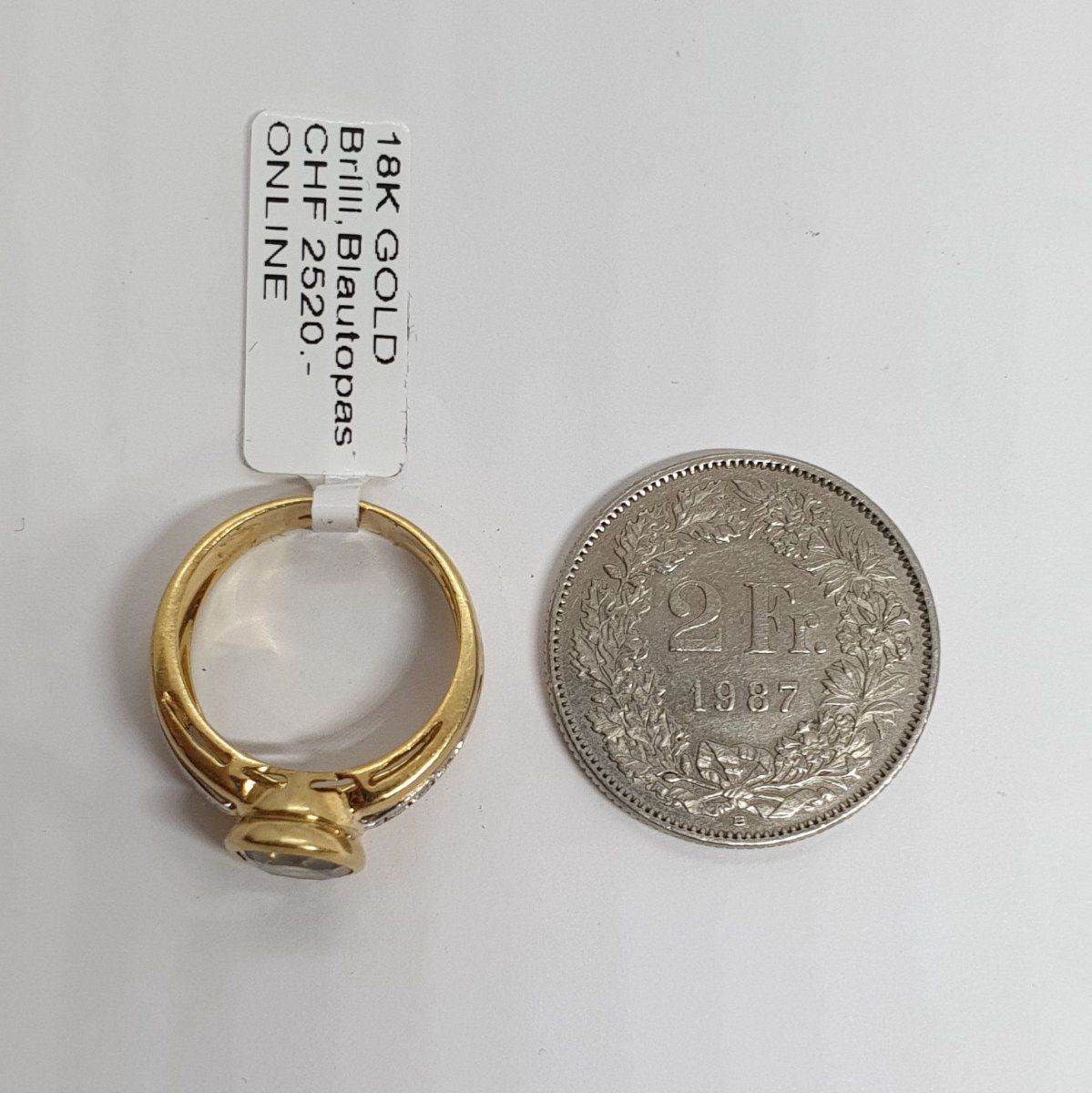 Anelli: Echt 18K Gold - Brilliant, Blautopas Ring – Usato da Luzern venduto da luzerngoldhaus 5