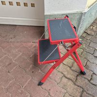 Trittleiter rot klappbar 2 Stufen mit Griff 