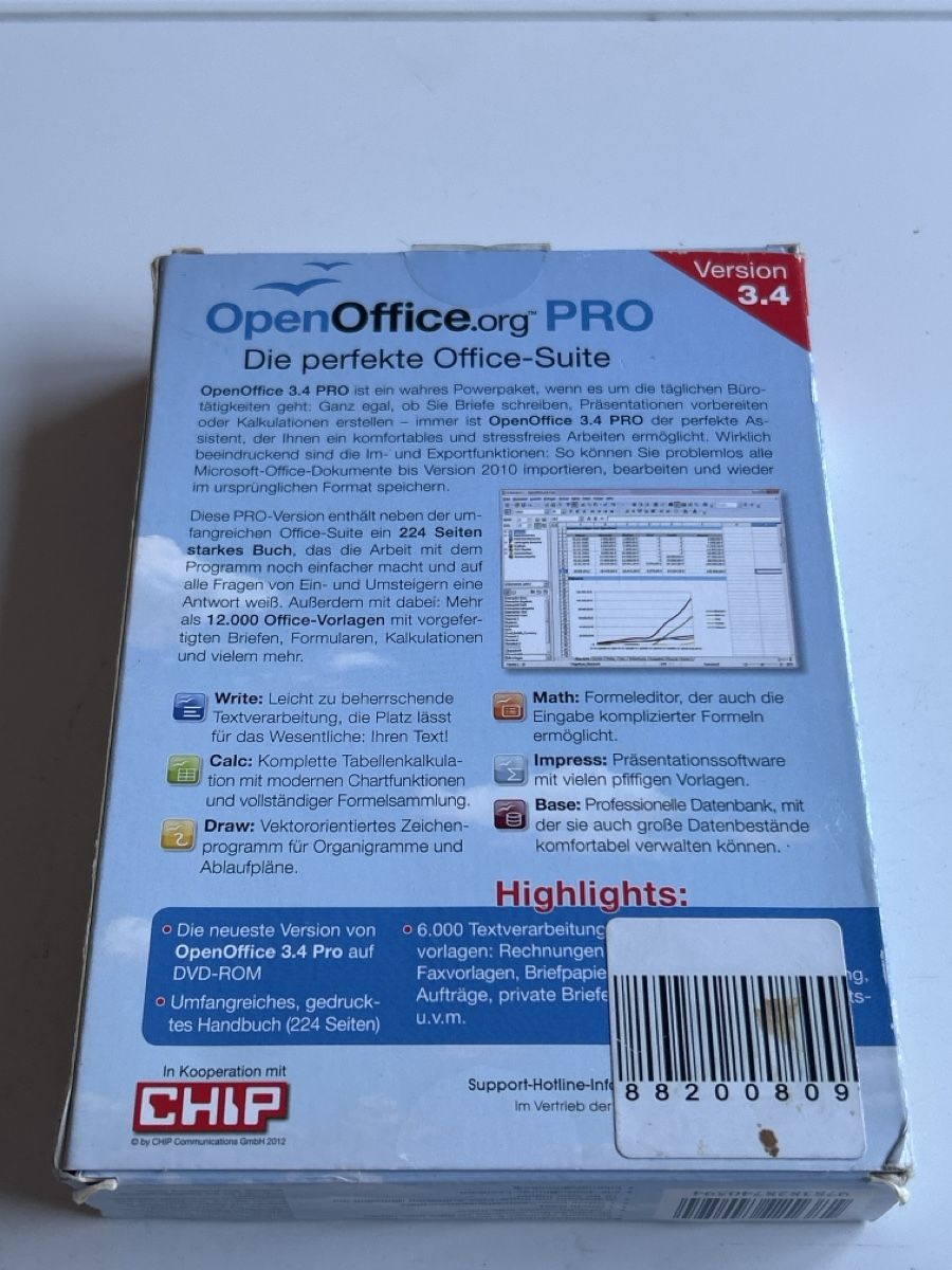 Software: OpenOffice.org PRO Version 3.4 Office-Suite Software(I18) – Gebraucht aus Neuenhof von bro_9zsg 1
