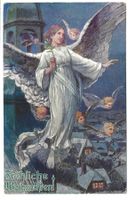 Fröhliche Weihnachten - Engel erscheinen am Himmel - 1910