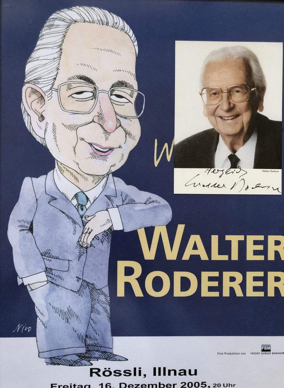 Autografi: Walter Roderer - Orig.Autogramm mit Plakat von Nico – Usato da Schaffhausen venduto da durruti 1