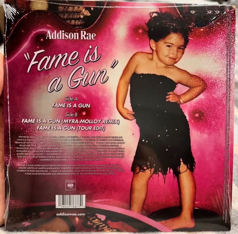 Addison Rae Fame is a gun Vinyl EP usa Import (Neu und originalverpackt ...