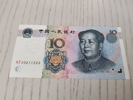 China 10 Yuan 1999 seltener Schein mit Mao Zedong