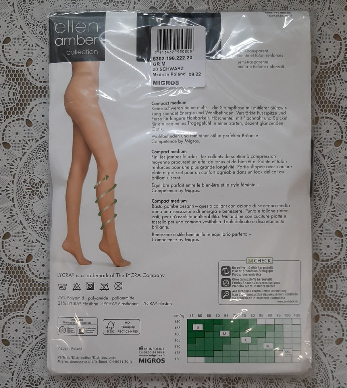 Ellen Amber Calze & Collant: Ellen Amber Compact Medium Strumpfhose 40den Gr.M Schwarz – Nuovo e nell'imballaggio originale da Amriswil venduto da Celini3 1