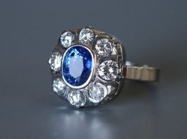 18k Gold Ring 2.82 c High Quality Natural Sapphire & Diamond