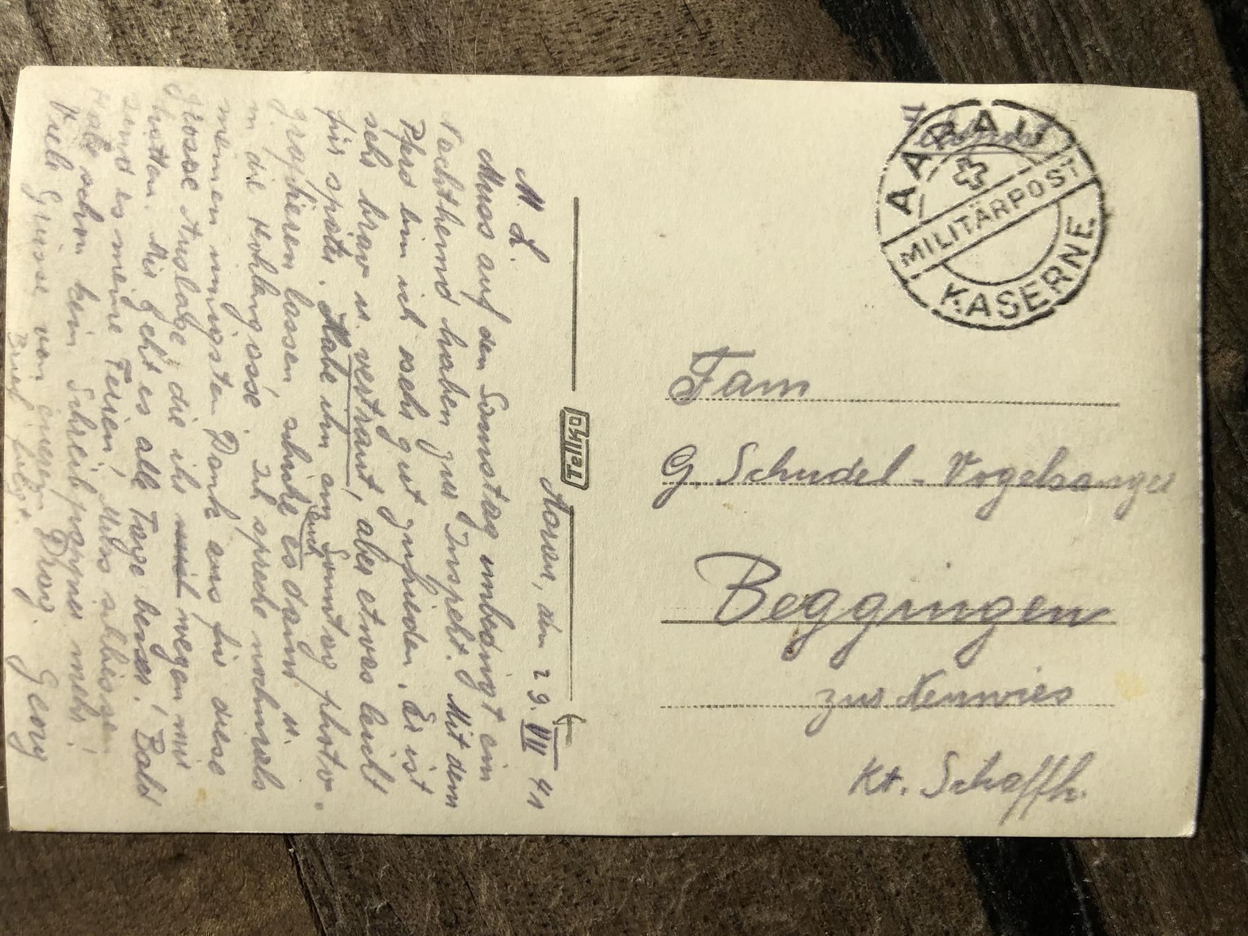 Tutti i francobolli: Stallwache 20.7.1941 AARAU – Usato da Lufingen venduto da Rac0 1