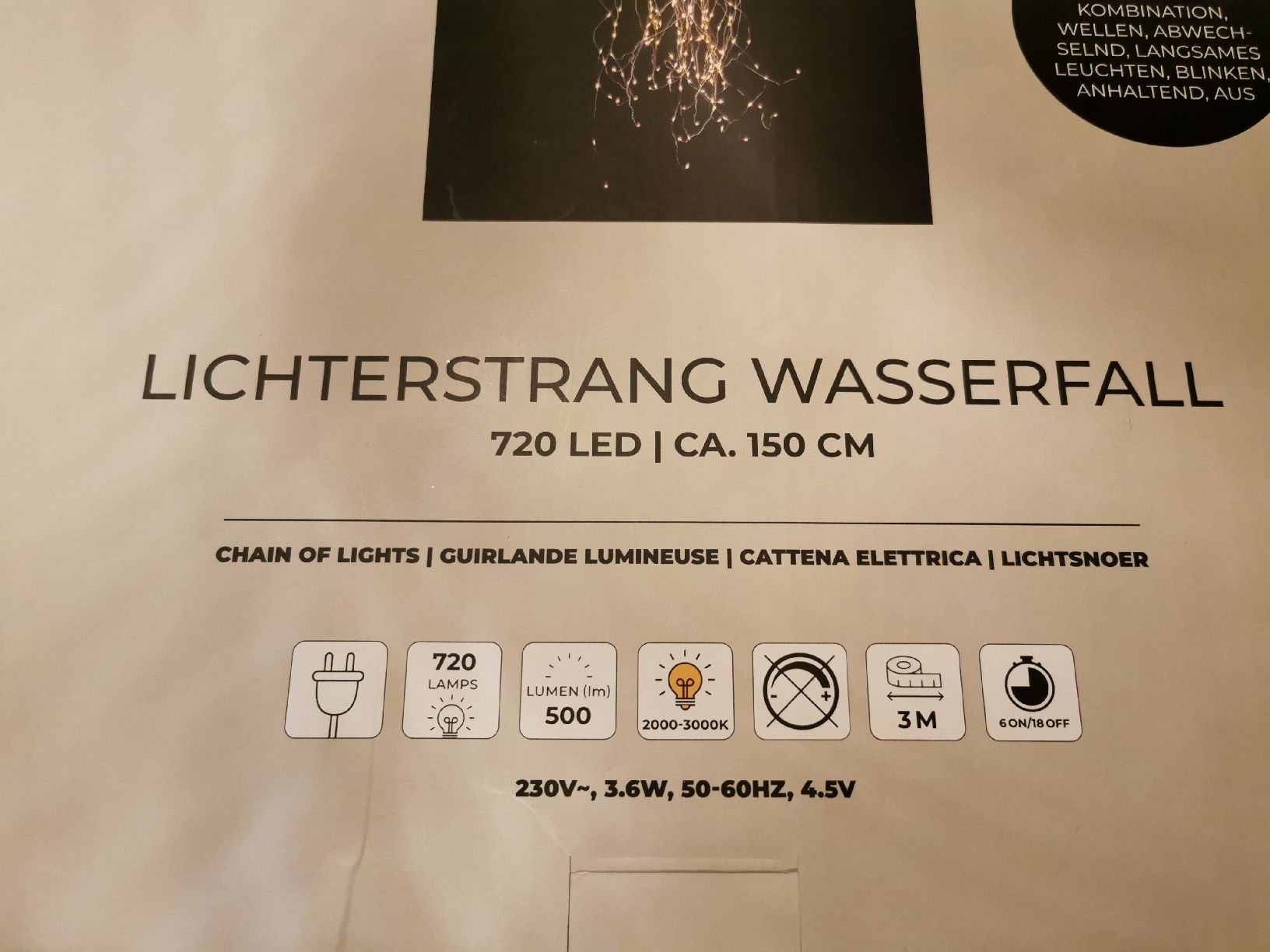 Ghirlande e barre luminose: LED-Lichterdeko Lichterstrang in moderner Wasserfall optik – Nuovo e nell'imballaggio originale da Aathal-Seegräben venduto da 911rs