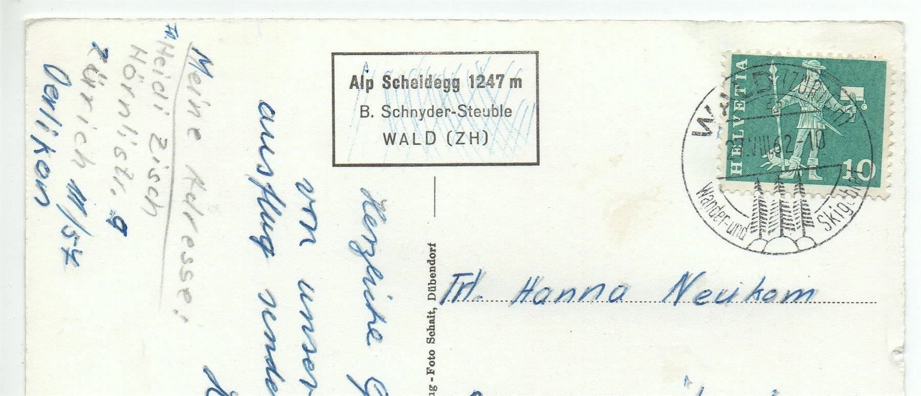 Cartoline postali: WALD Flugaufnahme Alp Scheidegg – Usato da Jona venduto da philajona 1