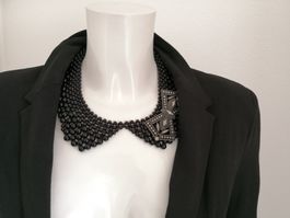 🤩MANGO HALSKETTE SCHWARZ & SILBER SCHMETTERLING NEU