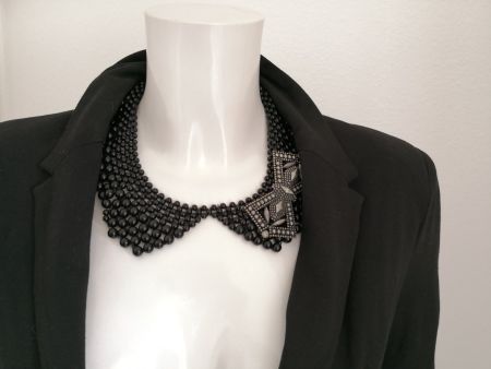 🤩MANGO HALSKETTE SCHWARZ & SILBER SCHMETTERLING NEU